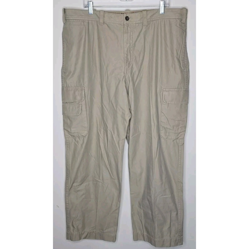 Eddie Bauer Cargo Pants Khaki 100% Cotton Utility Fit Men's 40x32 Zip Fly